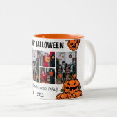 Kid pumpkin jack-o-lanternハロウィンフォトコラージュ ツートーンマグカップ (正面右)