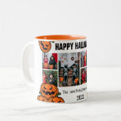 Kid pumpkin jack-o-lanternハロウィンフォトコラージュ ツートーンマグカップ (正面左)