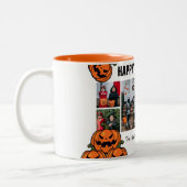 Kid pumpkin jack-o-lanternハロウィンフォトコラージュ ツートーンマグカップ (左)