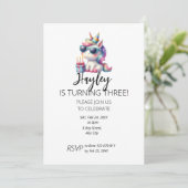 Kid`s Unicorn 3rd Birthday Invitation 招待状 (スタンド正面)
