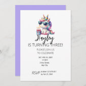 Kid`s Unicorn 3rd Birthday Invitation 招待状 (正面/裏面)