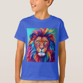 kid tシャツ、tユニセックスシャツ、tシャツ、ライオンのシャツ tシャツ (正面)