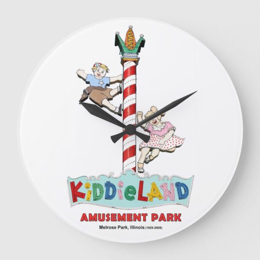 Kiddieland Melrose Park, IL, Pole Sign ラージ壁時計 (正面)
