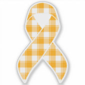 Kidney Cancer Awareness Plaid Orange Ribbon シール (正面)