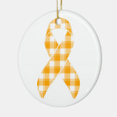 Kidney Cancer Awareness Plaid Orange Ribbon セラミックオーナメント (左)
