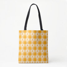 Kidney Cancer Awareness Plaid Tote, Orange Ribbon