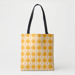 Kidney Cancer Awareness Plaid Tote, Orange Ribbon トートバッグ