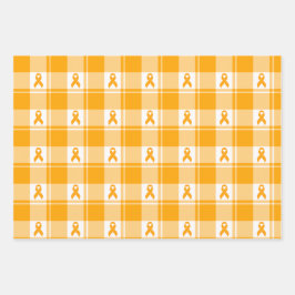 Kidney Cancer Awareness Plaid Wrapping Paper ラッピングペーパーシート
