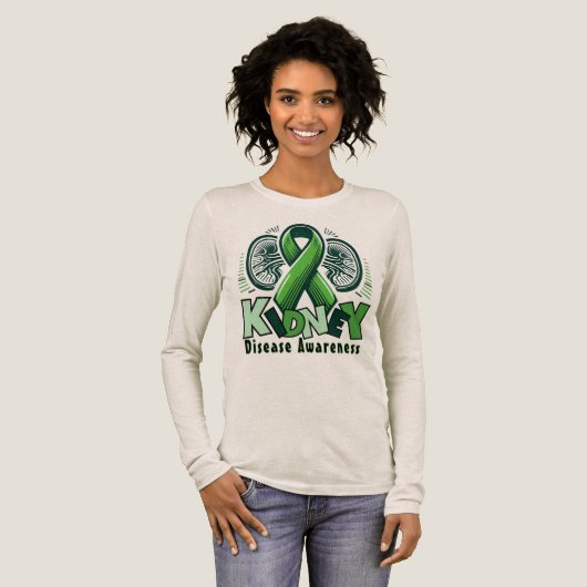Kidney Disease Awareness – Green Ribbon T-Shirt トライブレンドＴシャツ (正面全体)