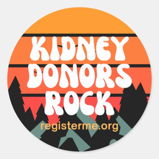 Kidney Donors Rock Donor Awareness ラウンドシール (正面)