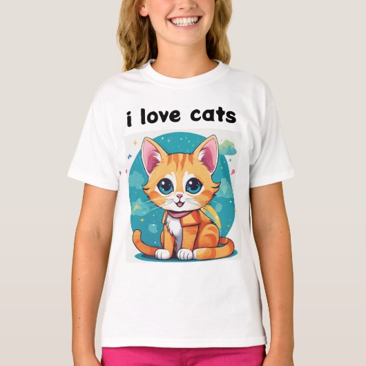 Kidsお洒落 Cat Teeコレクション：よくはしゃぐデザイン Tシャツ (正面)