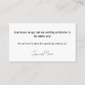 KIDSのミニマ結婚リストは💍ないエレガント エンクロージャーカード (裏面)