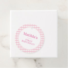 KIDSパーティーヴィンテージギンガムパターンガールピンク フェイバータグ