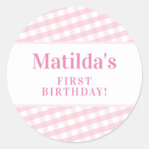 KIDSパーティーヴィンテージギンガムパターンガールピンク