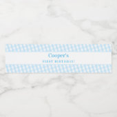 KIDSパーティーヴィンテージギンガムパタ淡い色のーン青 ペットボトルラベル (シングルラベル)