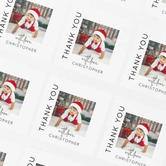 Kids写真ありがとう スクエアシール