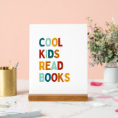 Kids クール読 Books本棚の木版の看板 アクリルサイン (ウェディング)