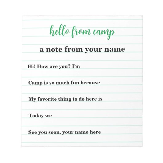 Kids パーソナライズされた Notepad for Summer Camp ノートパッド (正面)