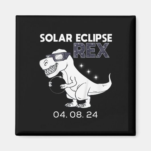 Kids 太陽の Eclipse Tレックス04.08.2024 DinoおもしろいToddl マグネット (正面)