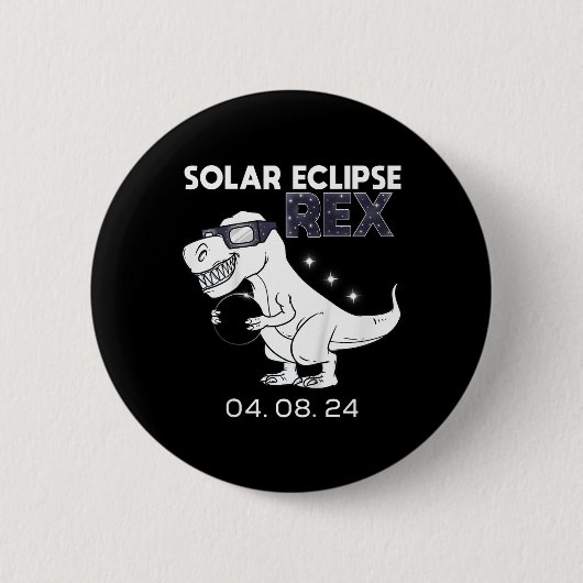 Kids 太陽の Eclipse Tレックス04.08.2024 DinoおもしろいToddl 缶バッジ (正面)
