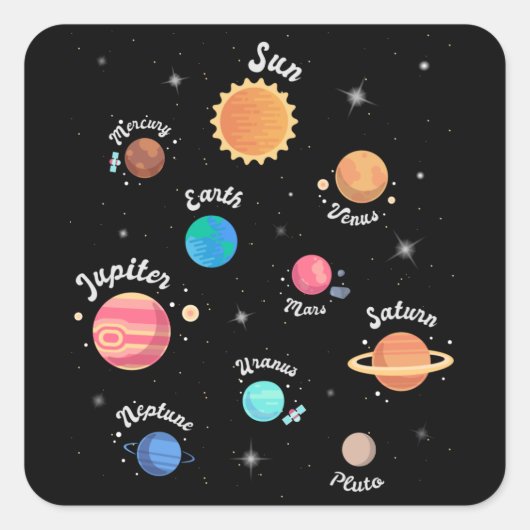 Kids 太陽の System Planets Knowledge Outer Space スクエアシール (正面)