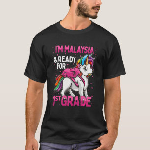 Kids 1年生ユニコーン私はマレーシアで準備ができている tシャツ