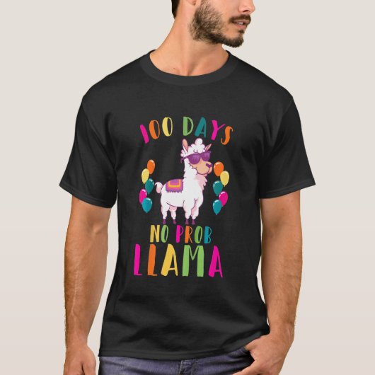 Kids 100 Days Of School Girls 100 Days No Prob Lla Tシャツ (正面)