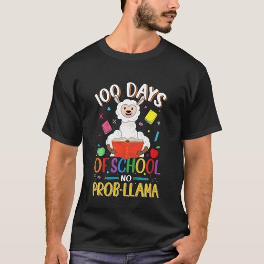 Kids 100 Days Of School No Prob-llama Llama Teache Tシャツ (正面)