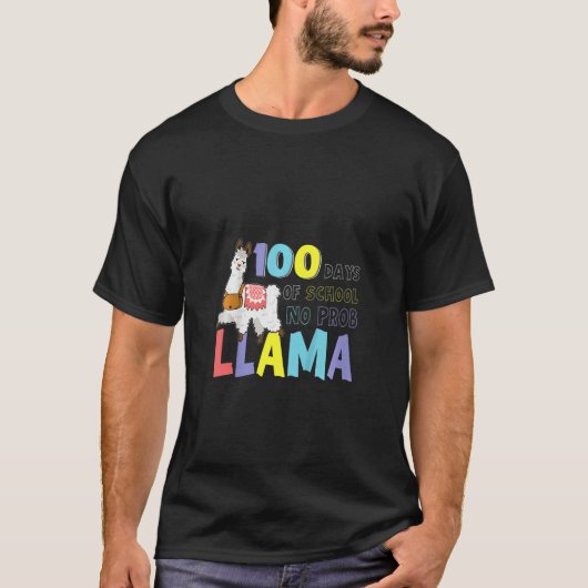 Kids 100 Days of School no Prob Llama - no problla Tシャツ (正面)