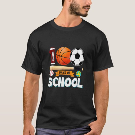 Kids 100 Days Of School Sports Happy 100Th Day Of  Tシャツ (正面)