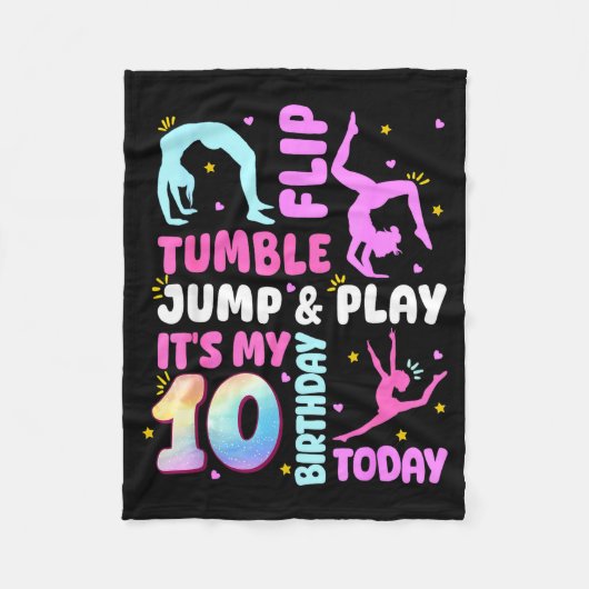 Kids 10 Year Old Bday Gymnast 10th Gymnastics Birt フリースブランケット (正面)