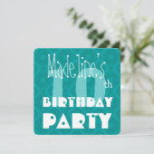 Kid's 10th誕生日テクスチモダンャティール(緑がかった色) 招待状 (スタンド正面)