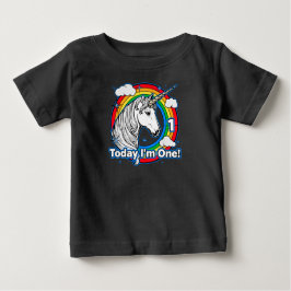 Kid's 1 Birthday Unicorn Rainbow Today I'm One ベビーTシャツ