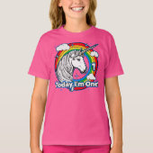 Kid's 1 Birthday Unicorn Rainbow Today I'm One Tシャツ (正面)