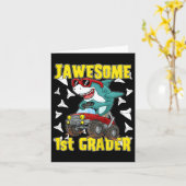 Kids 1st Grade Monster Truck Dinosaur Megalodon Sh カード (黄色い花)