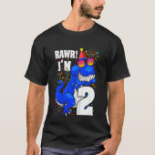 Kids 2歳のRawr私は2番目の誕生日の少年の恐竜 Tシャツ (正面)