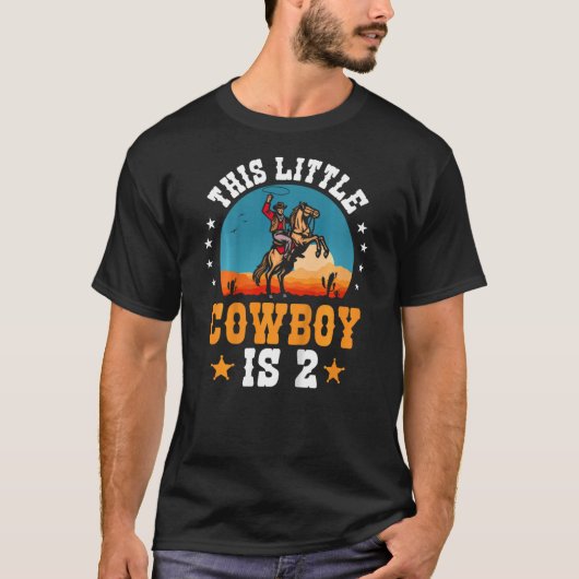 Kids 2 Year Old Boy Cowboy 2nd Birthday Party Rode Tシャツ (正面)