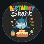 Kids 2nd Birthday Boy Shark 2マッチングパーティーGif ラウンドシール<br><div class="desc">キッズ2nd誕生日ボーイシャーク2つのマッチングパーティーギフト子供へ</div>
