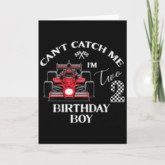 Kids 2nd Birthday Race Car Bday Boy Cant Catch Me  カード (正面)