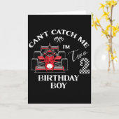 Kids 2nd Birthday Race Car Bday Boy Cant Catch Me  カード (黄色い花)
