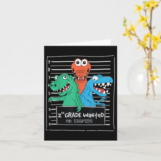 Kids 2nd-grade Wanted Poster Dinosaur Second Grade カード (黄色い花)