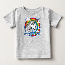 Kid's 2th Birthday Unicorn Rainbow Today I'm Two ベビーTシャツ