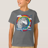 Kid's 2th Birthday Unicorn Rainbow Today I'm Two Tシャツ (正面)