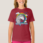 Kid's 2th Birthday Unicorn Rainbow Today I'm Two Tシャツ<br><div class="desc">お子さんに歳を見せてやれこの可愛いTシャツは「今日は二人だ！」と言う。 家族や友人がこの愛らしいデザインから宝を得る。</div>