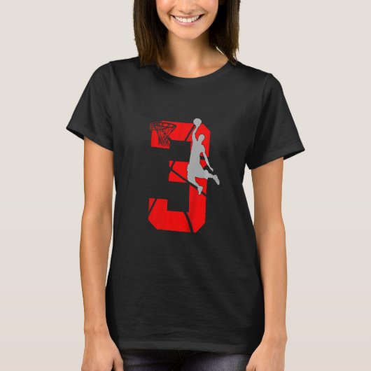 Kids 3歳3rdバスケットボール誕生日PartyTheme Tシャツ (正面)