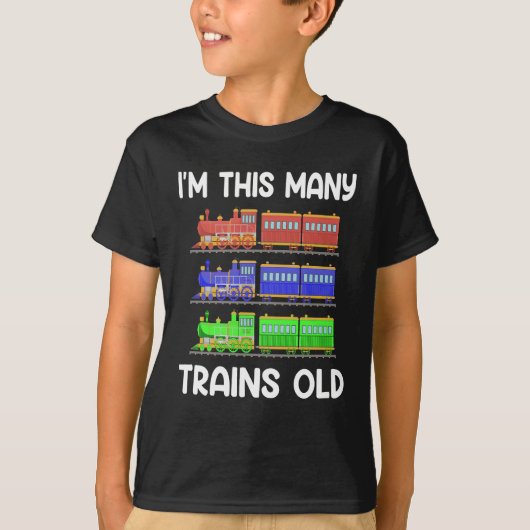 Kids 3 Years Birthday I'm This Many Trains Old Tシャツ (正面)