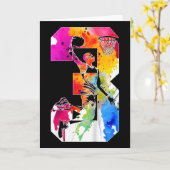 Kids 3 Years Number 3 Sketll 3rd Birthday  カード (黄色い花)