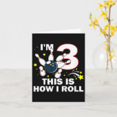 Kids 3rd BirthdayボーリングI'm 3 How I 転が カード (黄色い花)