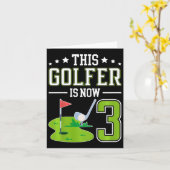 Kids 3rd Birthday Party Golf Boy Three Year Old Go カード (黄色い花)