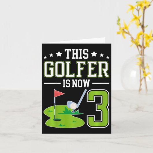 Kids 3rd Birthday Party Golf Boy Three Year Old Go カード (黄色い花)